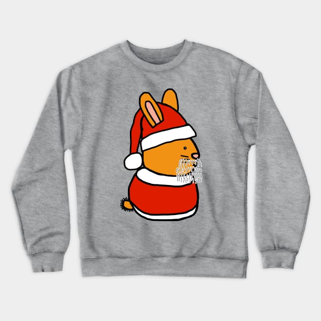 Cute Bunny Rabbit in Santa Suit at Christmas Crewneck Sweatshirt by ellenhenryart